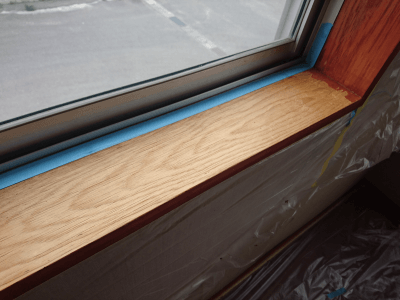 木製窓枠の灰汁洗い及び塗装 福島リペア 住宅建具 アルミサッシ等住まいのキズ補修なら